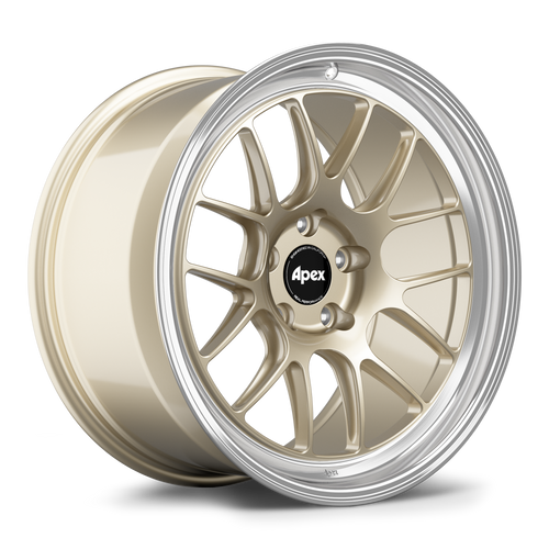 Apex ML-7RT 19x9 forged BMW wheel in Gloss Motorsport Gold Machined Lip with 5x112 BP and ET25 offset