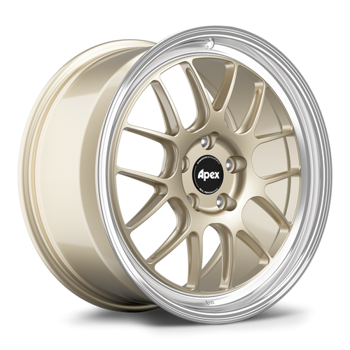 Apex ML-7RT 19x9 forged Porsche wheel in Gloss Motorsport Gold Machined Lip with 5x130 BP and ET50 offset