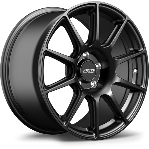 Apex SM-10 17x9 flow formed Audi Volkswagen wheel in Satin Black with 5x112 bolt pattern