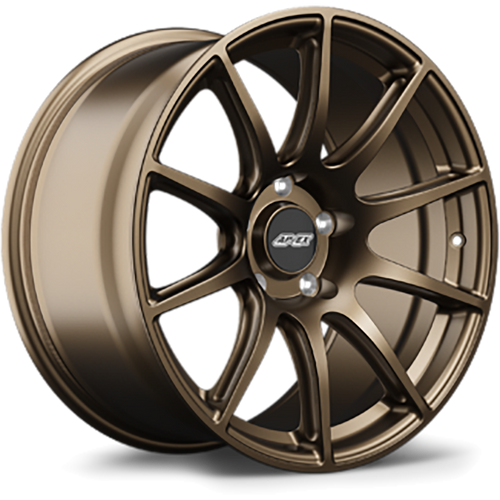 Apex SM-10 18x11 Satin Bronze flow-formed wheel for Ford Mustang with 5x114.3 bolt pattern and ET52 offset