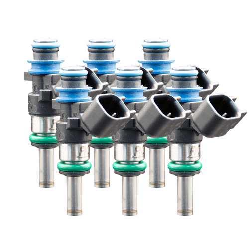 FIC ISC-1440H-6 1440cc SHORT high impedance six cylinder fuel injectors with stainless alloy valves, Data Match Technology, and solder-in pigtails