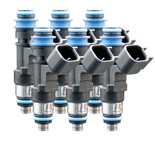 FIC 650cc custom fuel injectors for six cylinder engines with 53mm body and 11mm top 11mm bottom O-ring configuration Product Code 0650-53-11-11-6