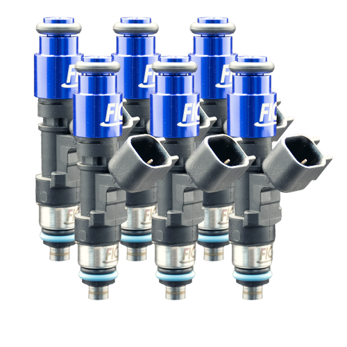 FIC 445cc custom fuel injectors for six cylinder engines with 64mm body and 14mm top 11mm bottom O-ring configuration Product Code 0445-64-14-11-6