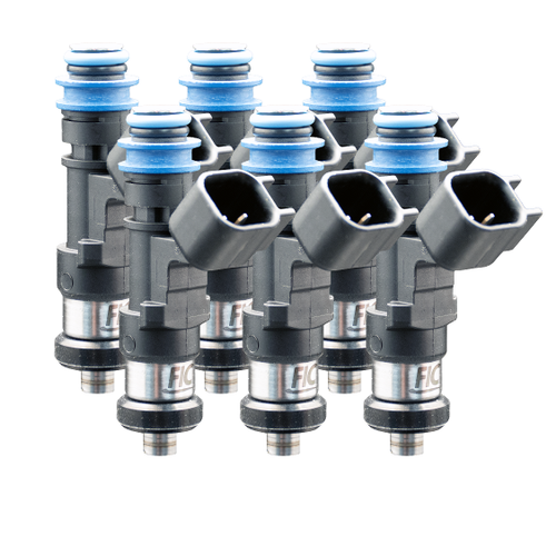 FIC 445cc custom injector set for six cylinder engines with 53mm body and 11mm top 16mm bottom O-ring configuration Product Code 0445-53-11-16-6