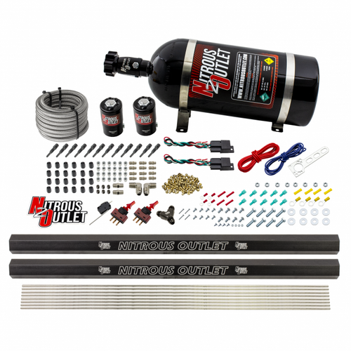 Nitrous Outlet 6 Cylinder 2 Solenoid Dual Stage Dry Direct Port System w/Single Injection Rail SBT Nozzles 00-10397-SBT-DS