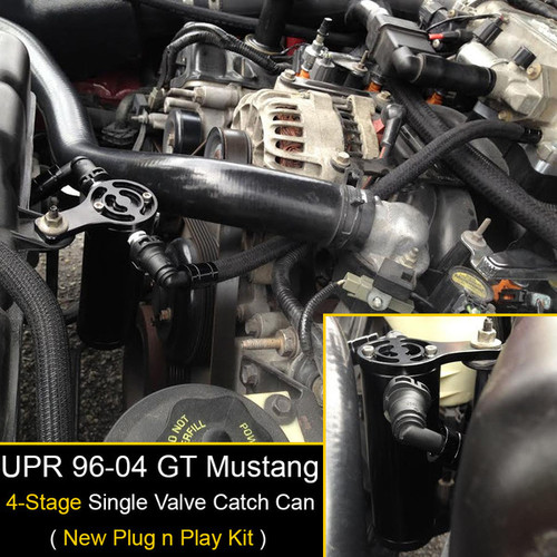 UPR Products Plug N Play SC Oil Catch Can Separator Satin (1996-2004 Mustang GT) 5028-126