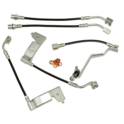 J&M Stainless Steel Brake Hose Kit - Front & Rear - 5 Hose - Black (1994 - 1995 Mustang) 22550-B