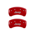 MGP Caliper Covers Jeep Logo Red Finish Silver Characters (2014 - 2023 Cherokee) 42012SJEPRD