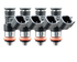 ISC-0540H-4 Fuel Injector Clinic 540cc high impedance SHORT injector set with 38mm height and 14mm by 15mm O-ring configuration