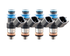 FIC 850cc four cylinder short fuel injectors with 38mm body and 11mm top 14mm bottom O-rings part 0850-38-11-14-4