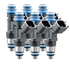 FIC 445cc custom injector set for six cylinder engines with 53mm body and 11mm top 11mm bottom O-ring configuration Product Code 0445-53-11-11-6