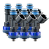 FIC 445cc custom injector set for six cylinder engines with 53mm body and 11mm top 21mm bottom O-ring configuration Product Code 0445-53-11-21-6