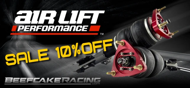 Save 10% Off all Airlift suspension for Mustangs now at Beefcake Racing.