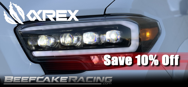 Shop all Alpharex Lighting upgrades now 10% Off at Beefcake Racing.
