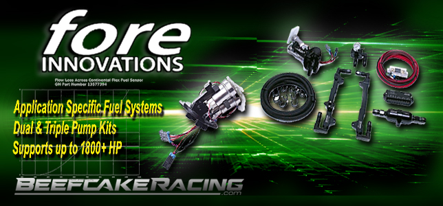 Shop all Fore Innovations return style fuel systems, twin and triple fuel pump, fuel pressure regulators and more at Beefcake Racing. Call 1-855-827-7223 for the best price. 