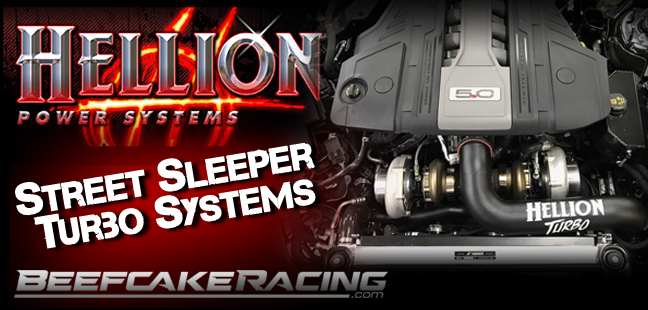 Hellion twin turbo systems for Ford Mustang and F-150 performance applications