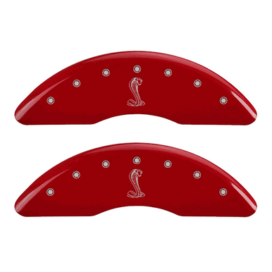 MGP Caliper Covers Tiffany Snake Logo Red Finish Silver Characters (15-17 Mustang GT) 10200SSNKRD