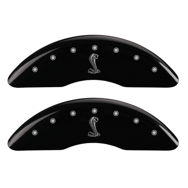 MGP Caliper Covers Tiffany Snake Logo Black Finish Silver Characters (15-17 Mustang GT) 10200SSNKBK