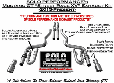 Solo Exhaust Street Race XV Catback Black Loudest (2015-2017 Mustang GT / 2024 Mustang GT) 993183BK