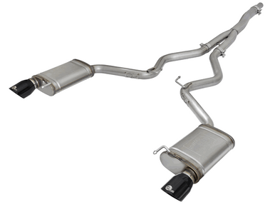 AFE Catback Exhaust Mach Force XP Black Tips (2015-2023 Mustang Ecoboost/V6) 49-33084-B