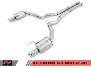 AWE Catback Exhaust Touring Black Diamond Tips (2015-2017 Mustang GT / 2024 Mustang GT) 3015-33084
