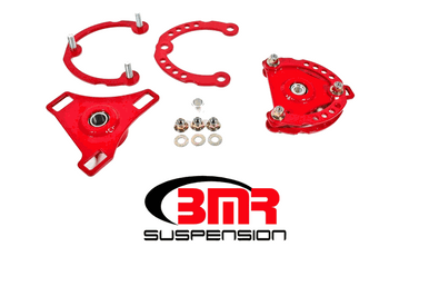 BMR Caster Camber Plates Adjustable Red Fits OEM or Viking Struts (2015-2023 Mustang / 2024 Mustang) CP001R