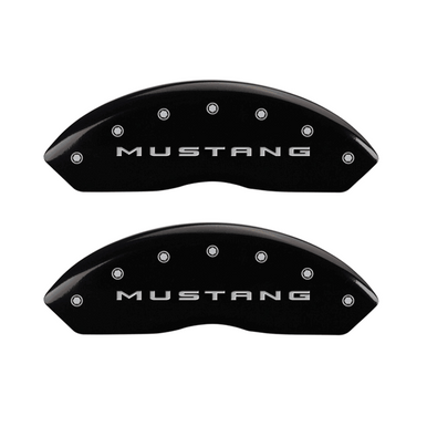 MPG Caliper Covers Mustang & 3.7 Logo Black Finish Silver Characters (15-17 Mustang V6/EcoBoost) 10202SM32RD