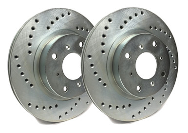 SP Performance Cross Drilled 320mm Dia. Vented Rotor w/Silver Zinc Plating (2015-2023 Mustang GT/EcoBoost Perf Pack) – C54-1112-P