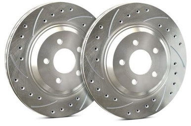SP Performance Drilled And Slotted 300mm Dia. Vented Rotor w/Silver Zinc Plating (2015-2023 Mustang GT/Ecoboost Perf Pack) – F54-1109-P