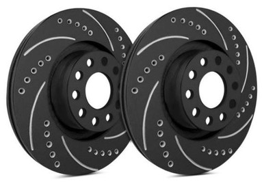 SP Performance Drilled And Slotted 352mm Dia. Vented Rotor w/Black Zinc Plating (2015-2023 Mustang GT/Ecoboost Preferred Pack) – F54-1114-BP