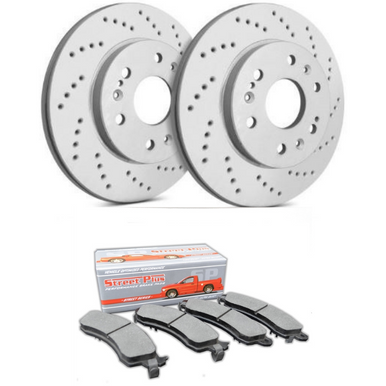 SP Performance Cross-Drilled Rotors w/ Gray ZRC and Ceramic Pads – Rear Pair (15-20 GT, EcoBoost w/ Perf Pkg.) C54-1109CD1793