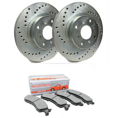 SP Performance Cross-Drilled Rotors w/ Silver Zinc Coating and Ceramic Pads – Rear Pair (15-20 GT, EcoBoost w/ Perf Pkg.) C54-1109-PCD1793