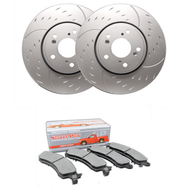SP Performance Diamond Slot Rotors w/ Gray ZRC and Ceramic Pads – Rear Pair (15-20 GT, EcoBoost w/ Perf Pkg.) D54-1109CD1793