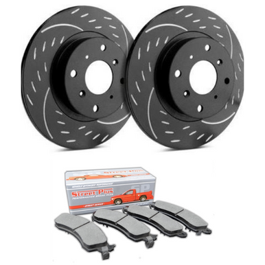 SP Performance Diamond Slot Rotors w/ Black Zinc Coating and Ceramic Pads – Front Pair (15-20 GT w/ Brembo Package) D54-1116-BPCD1792