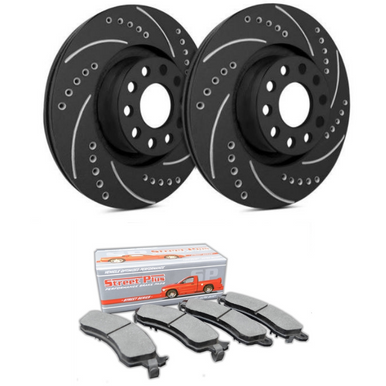 SP Performance Cross-Drilled & Slotted Rotors w/ Black Zinc Coating and Ceramic Pads – Front Pair (15-20 Standard EcoBoost, V6) F54-1112-BPCD1791