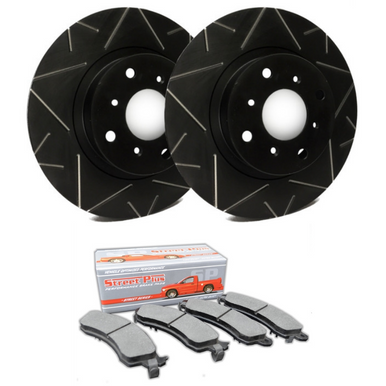 SP Performance Peak Series Slotted Rotors w/ Black Zinc Coating and Ceramic Pads – Rear Pair (15-20 EcoBoost w/out Perf. Pkg) V54-1111-BPCD1793