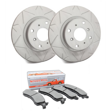 SP Performance Peak Series Slotted Rotors w/ Gray ZRC and Ceramic Pads – Front Pair (15-20 Standard EcoBoost, V6) V54-1112CD1791