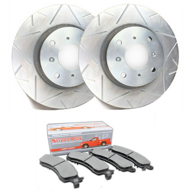SP Performance Peak Series Slotted Rotors w/ Silver Zinc Coating and Ceramic Pads – Front Pair (15-20 Standard EcoBoost, V6) V54-1112-PCD1791