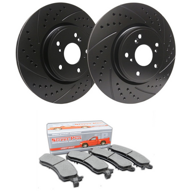 SP Performance Doubled Drilled & Slotted Rotors w/ Black Zinc Coating and Ceramic Pads – Rear Pair (15-20 EcoBoost w/out Perf. Pkg) S54-1111-BPCD1793