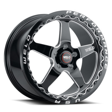 Weld 15×10 Ventura Drag Beadlock Wheel 5×114.3 BC ET 50 BS 7.50 Gloss Black (2005-2014 Mustang) S904B0067P51
