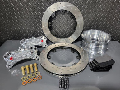 Aerospace Components 4 Piston Pro Street Dimpled and Slotted Front Brake Kit (2015-2024 Mustang) AC-256VRDSP