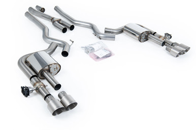 Milltek Non Resonated Quad Outlet Catback w/ Active Valves Brushed Titanium Tips (2024 Mustang EcoBoost S650) SSXFD439