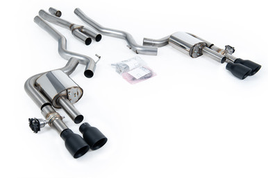 Milltek Non Resonated Quad Outlet Catback w/ Active Valves Cerakote Black Tips (2024 Mustang EcoBoost S650) SSXFD440
