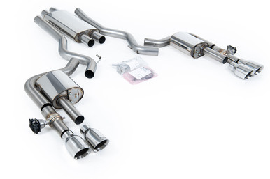 Milltek Resonated Quad Outlet Catback w/ Active Valves Polished Tips (2024 Mustang EcoBoost S650) SSXFD434