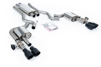 Milltek Resonated Quad Outlet Catback w/ Active Valves Cerakote Black Tips (2024 Mustang EcoBoost S650) SSXFD435