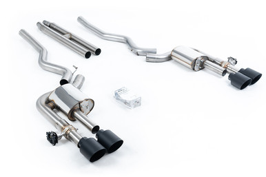 Milltek Active Valve Catback w/ H-Pipe Cerakote Black Tips (2015-2023 Mustang GT / 2024 Dark Horse) SSXFD421