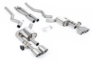 Milltek Active Valve Catback w/ X-Pipe Cerakote Brushed Titanium Tips (2015-2023 Mustang GT / 2024 Dark Horse) SSXFD418