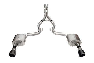 Corsa 3.0″ Dual Rear Exit Xtreme Cat-Back Exhaust System with 4.5″ Black PVD Pro Series Tips (2024 Mustang GT Coupe Non Active) 21250BLK