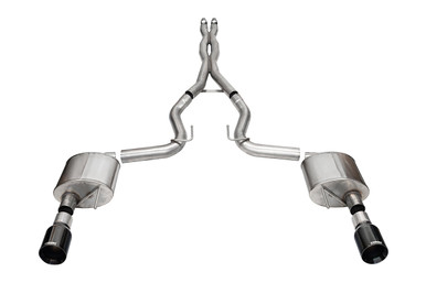 Corsa 3.0″ Dual Rear Exit Xtreme Cat-Back Exhaust System with 4.5″ Black PVD Straight Cut Tips (2024 Mustang GT Coupe Non Active) 21251BLK