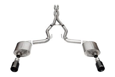 Corsa 3.0″ Dual Rear Exit Sport Cat-Back Exhaust System with 4.5″ Black PVD Straight Cut Tips (2024 Mustang GT Coupe Non Active) 21255BLK